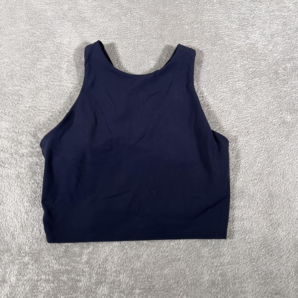 Athleta Conscious Crop Bra A-C Womens XS Navy Blue High Neck Workout